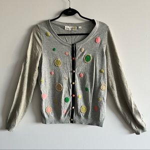 Grey and gold lurex yarn cardigan from Anthropologie